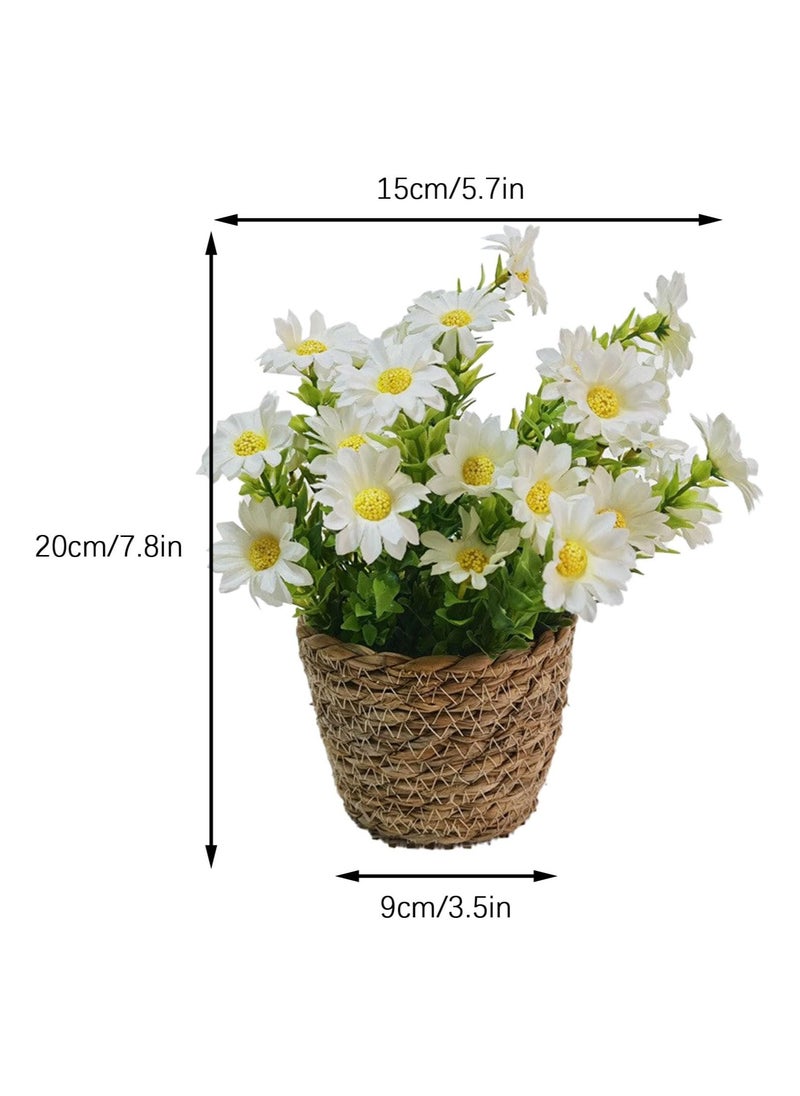 Artificial Potted Flowers Plants Realistic Fake Daisy Flowers