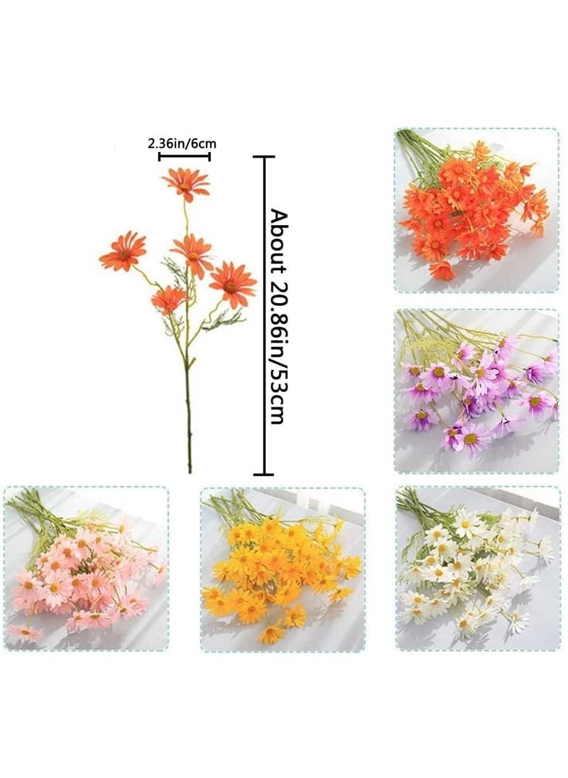 Artificial Flowers 10 Bundles Multicolor Daisy UV Resistant Outdoor Fake Wildflowers with Stems Faux Greenery Shrubs Plants Arrangements for Home Garden Vase Decor