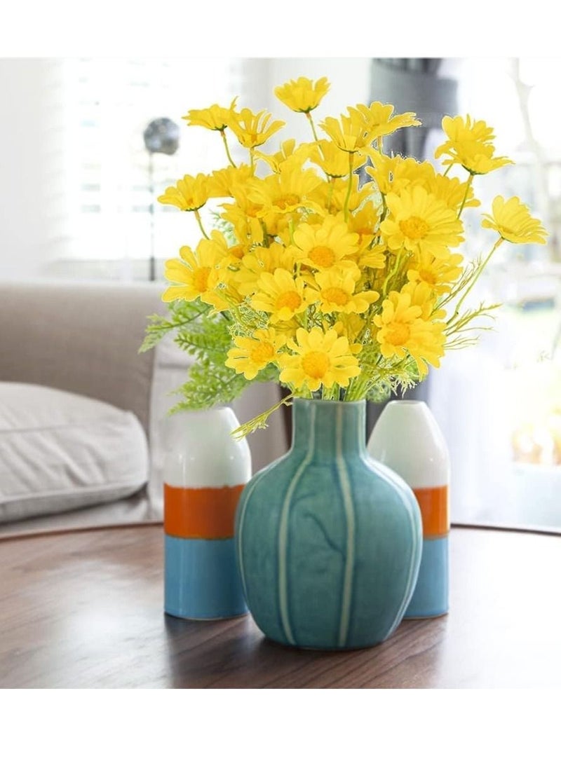 Artificial Flowers 10 Bundles Multicolor Daisy UV Resistant Outdoor Fake Wildflowers with Stems Faux Greenery Shrubs Plants Arrangements for Home Garden Vase Decor
