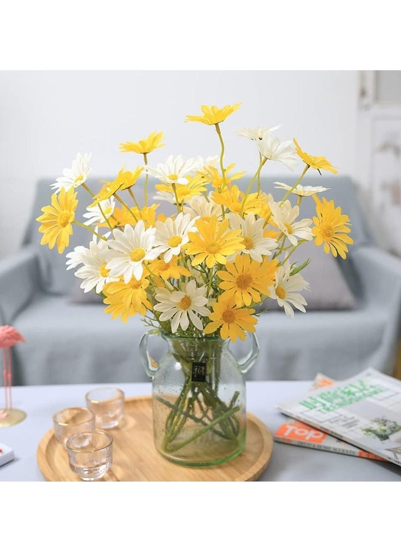 Artificial Flowers 10 Bundles Multicolor Daisy UV Resistant Outdoor Fake Wildflowers with Stems Faux Greenery Shrubs Plants Arrangements for Home Garden Vase Decor