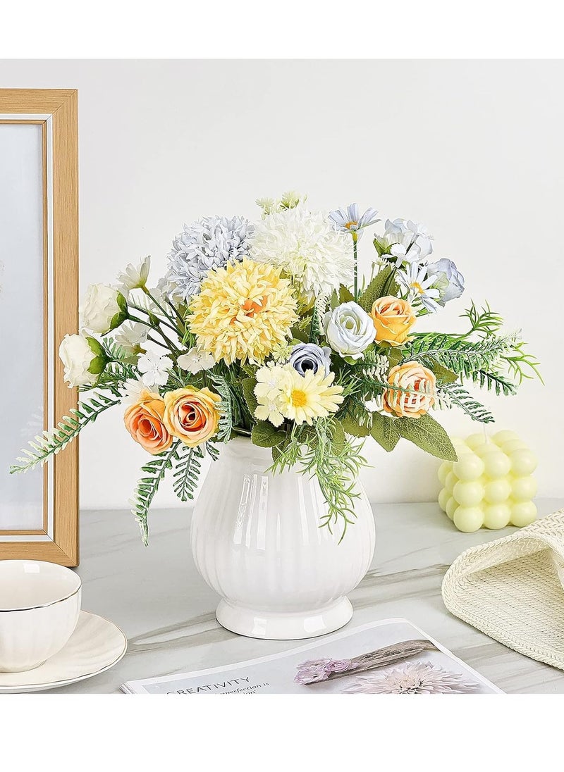 Peonies Artificial Flowers 3PCS Fake Hydrangea Mixed Rose Hydrangea Flower Bouquet Artificial Plants Flowers Decoration Artificial Flowers Decor for Wedding Home Table Dining Room White