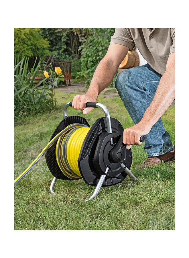 Karcher HR 4.525 Wall-Mounted Hose Reel with 1/2-inch Hose, 25 Meter Length Yellow & Black