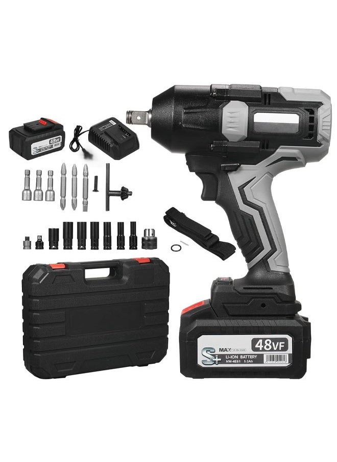 48VF Battery Brushless Impact Wrench with 1080NM High Torque Power Impact Wrench Set