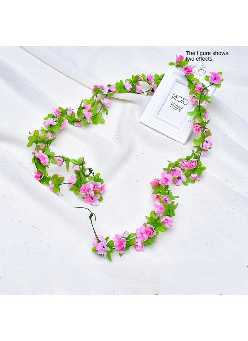 4-Pieces double head rose vine garland artificial flower plant multicolour Pink