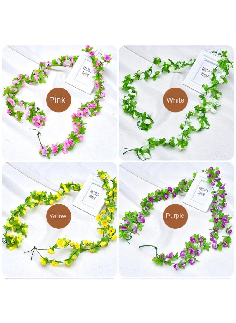 4-Pieces double head rose vine garland artificial flower plant multicolour Pink