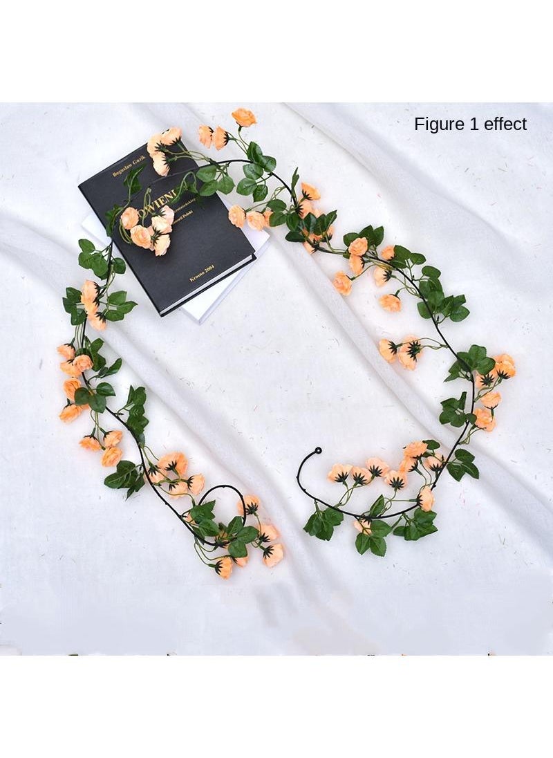 2-Pieces Artificial flower leaves vine rose rattan wall decoration plant Champagne