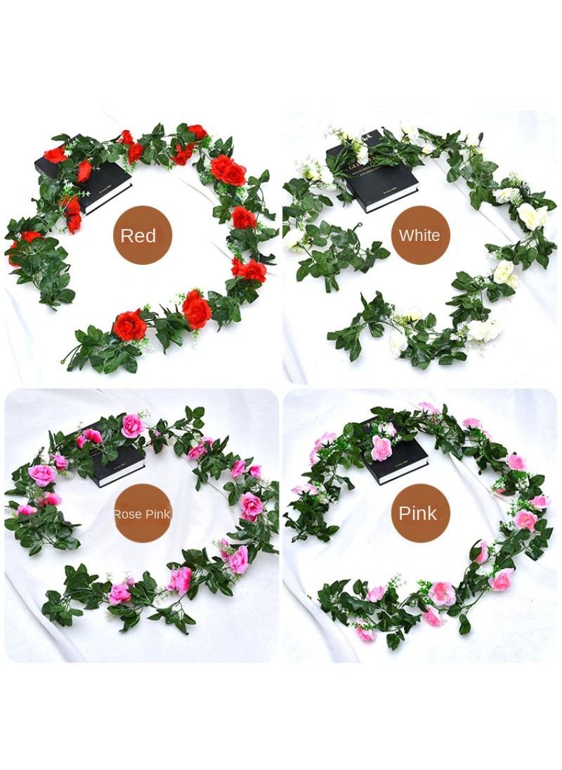 2-Pieces Artificial flower leaves vine rose rattan wall decoration plant Champagne