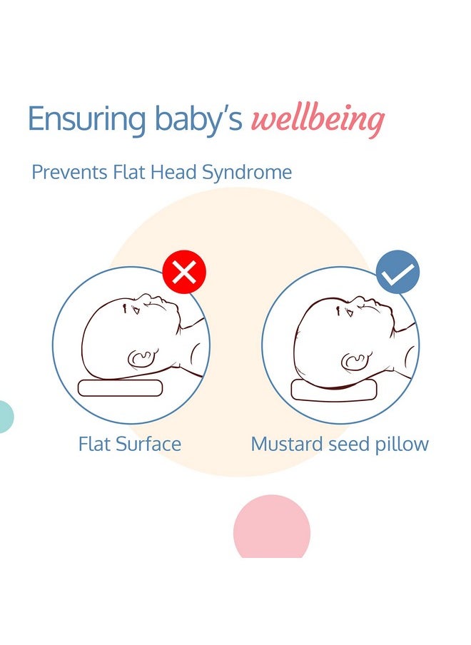 Rai Mustard Seeds Pillow, Baby-Round Head Shaping Baby Pillow Cum Neck Support Portable, Cars Print, Light Blue