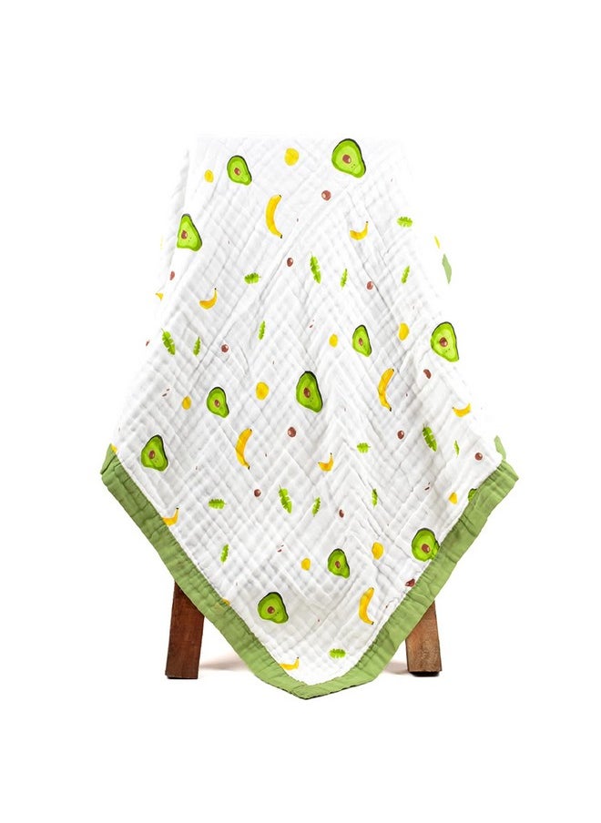 Moms Home Pure Organic Cotton 6 Layer Muslin Blanket For Baby | Ultra-Soft Swaddling Towel For Newborns And Toddlers |100 X100 Cm | 0-3 Years (Avocado)