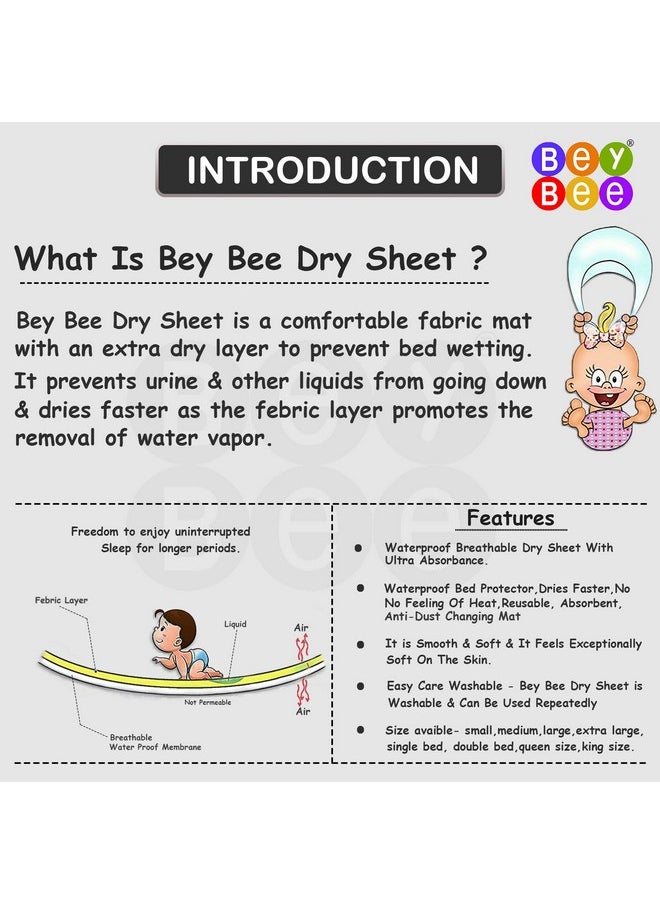 Beybee Waterproof Quick Dry Sheet For Baby| Bed Pad Anti-Piling Fleece Extra Absorbent Washable Matress Protector| Baby Bed Protector Sheet For Toddler Children, X-Large Size, 200 X 140Cm, Dark Blue