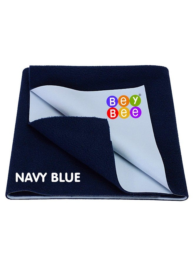 Beybee Waterproof Quick Dry Sheet For Baby| Bed Pad Anti-Piling Fleece Extra Absorbent Washable Matress Protector| Baby Bed Protector Sheet For Toddler Children, X-Large Size, 200 X 140Cm, Dark Blue