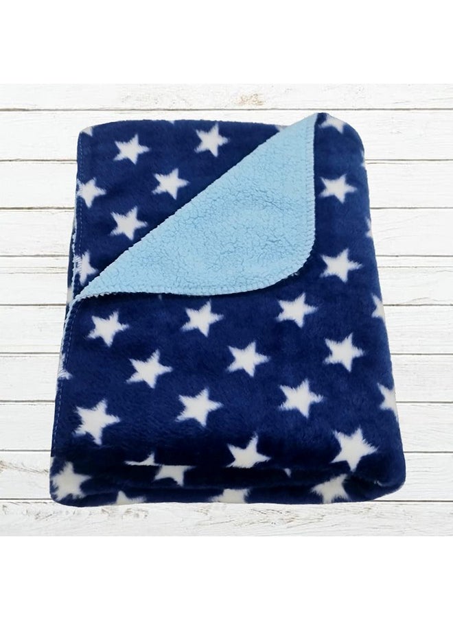 Baby Blankets New Born Pack Of Star Wrapper Bedsheet Cum Wrapping Sheet For Baby Boys And Baby Girls(Cotton, Lightweight, 30X40_Sheet_Navyblue_Stars)