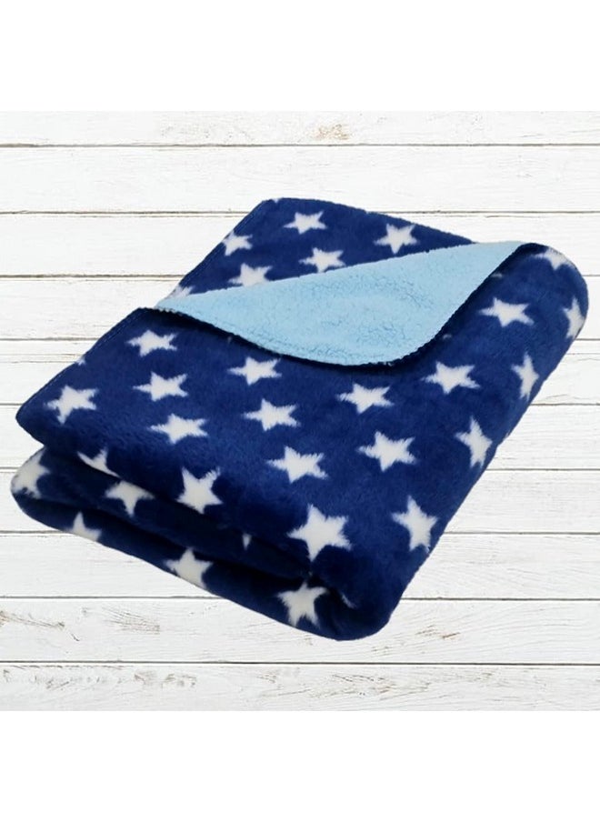 Baby Blankets New Born Pack Of Star Wrapper Bedsheet Cum Wrapping Sheet For Baby Boys And Baby Girls(Cotton, Lightweight, 30X40_Sheet_Navyblue_Stars)