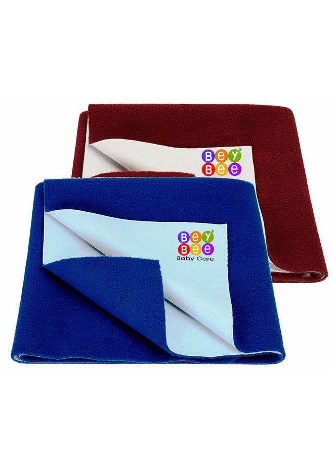 Instadry Anti-Piling Cotton Fleece Extra Absorbent Quick Dry Sheet For New Born Babies Cot Sheet For Toddler Infant, Small Combo 70X50Cm, (Royal Blue + Maroon)