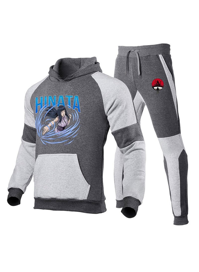 Naruto Color Blocked Hoodie, Leg Binding Pants, Hooded Set