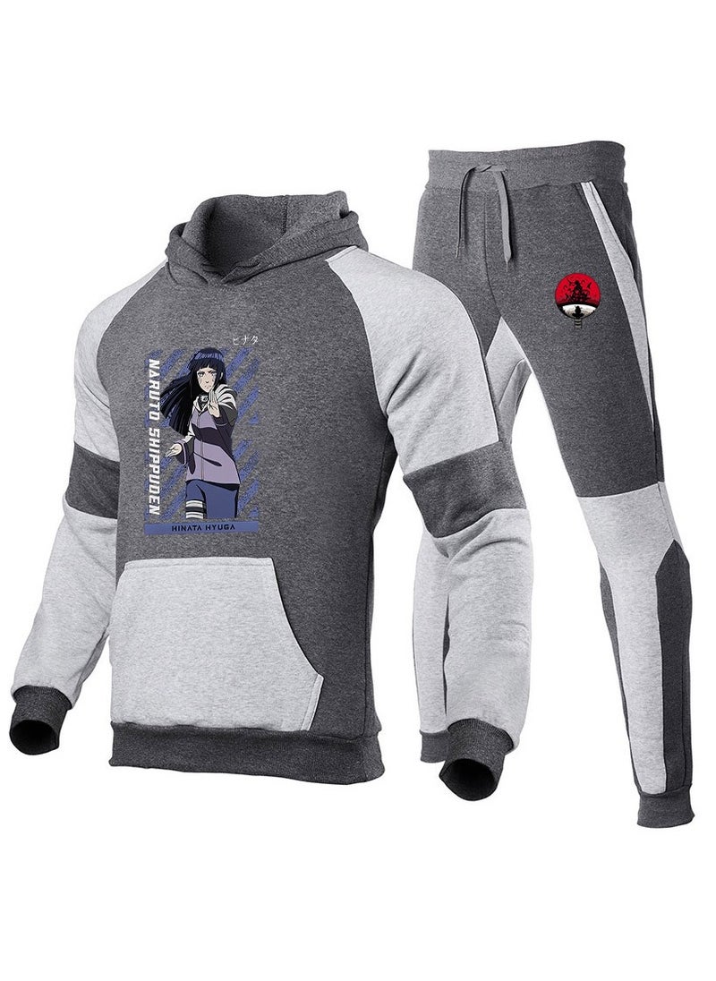 Naruto Color Blocked Hoodie, Leg Binding Pants, Hooded Set