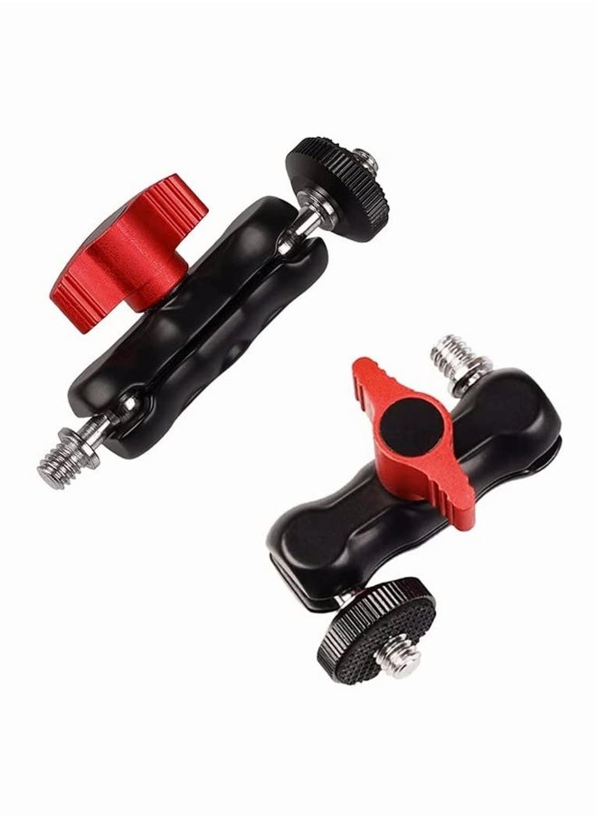 Double Ball Pea Shape Universal Bracket Live Broadcast Accessories, Mini Head Magic Arm Adapter Rig with 1/4