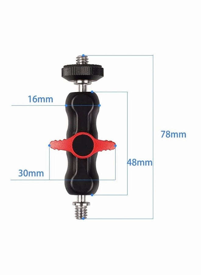 Double Ball Pea Shape Universal Bracket Live Broadcast Accessories, Mini Head Magic Arm Adapter Rig with 1/4