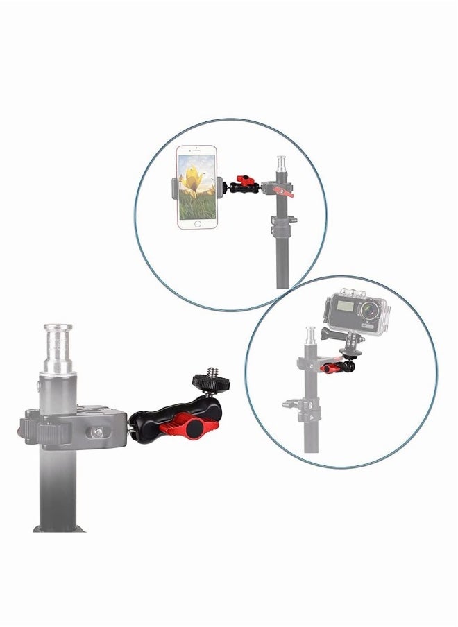 Double Ball Pea Shape Universal Bracket Live Broadcast Accessories, Mini Head Magic Arm Adapter Rig with 1/4