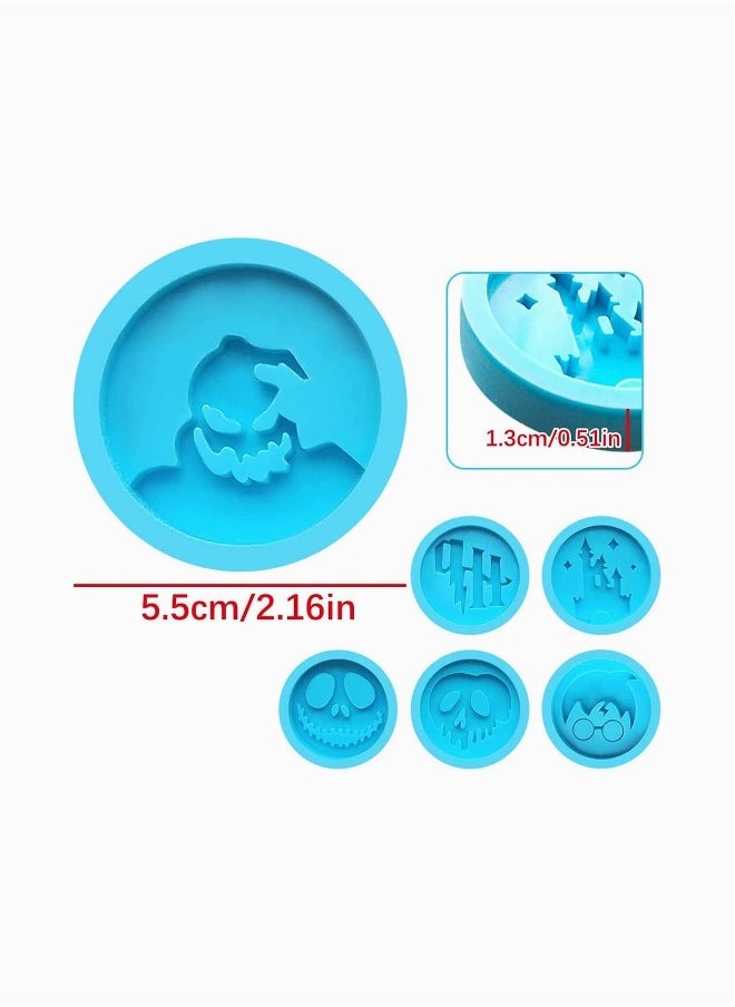 10 Pieces Phone Grip Epoxy Resin Molds, Theme Badge 6 Pcs Circle Shaped Silicone On Top Molds with 4 Sockets for DIY Crafts Jewelry Making