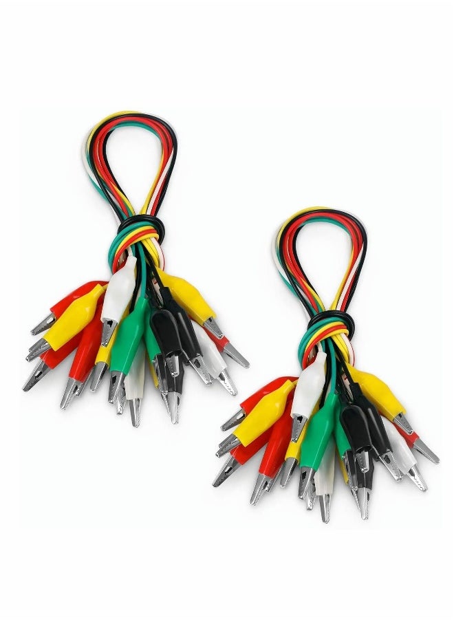 Alligator Clips Electrical, 5-Color 21.5inch Test Leads with Clips, Stamping Jumper Wires for Electrical Testing, Circuit Connection, Experiment, 20 PCS