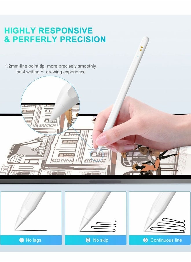 Stylus Pens for iPad 2018-2022, Rechargeable Touch Screen Pen with Tilt Sensitivity, Magnetic Attach Pencil Charging Case Pro Air Mini
