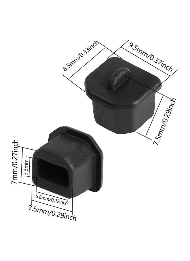 20pcs USB B Anti Dust Cap Cover Plugs Female Dustproof Plug Soft Silicone Protector Black