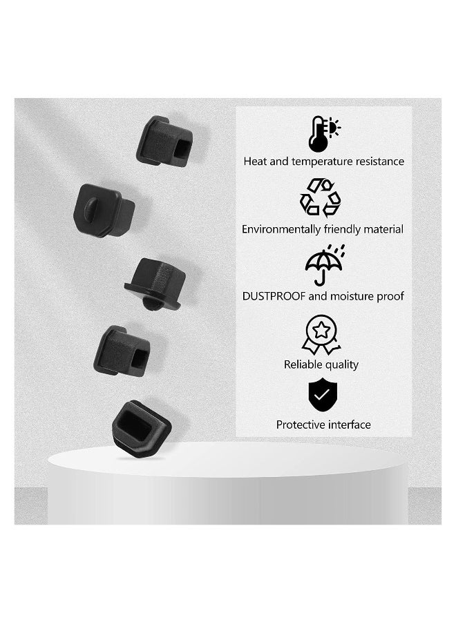 20pcs USB B Anti Dust Cap Cover Plugs Female Dustproof Plug Soft Silicone Protector Black