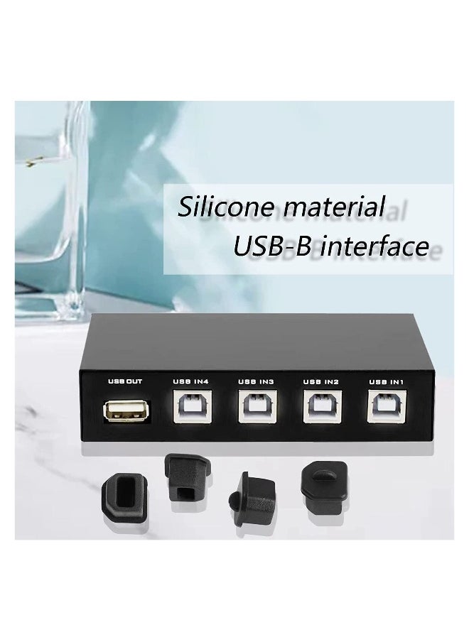 20pcs USB B Anti Dust Cap Cover Plugs Female Dustproof Plug Soft Silicone Protector Black