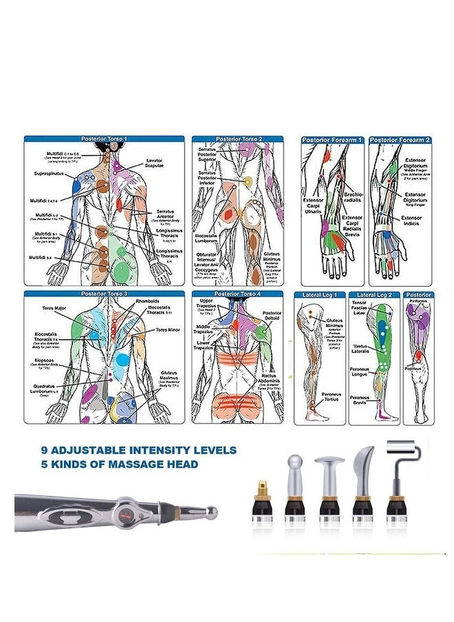 Acupuncture Pen Electronic Meridian Therapy Machine Energy Pens Massager Relief Pain Tools with 5 Massage Heads