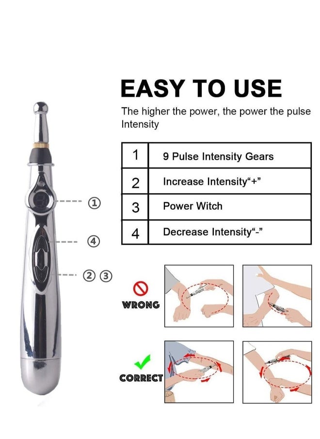 Acupuncture Pen Electronic Meridian Therapy Machine Energy Pens Massager Relief Pain Tools with 5 Massage Heads