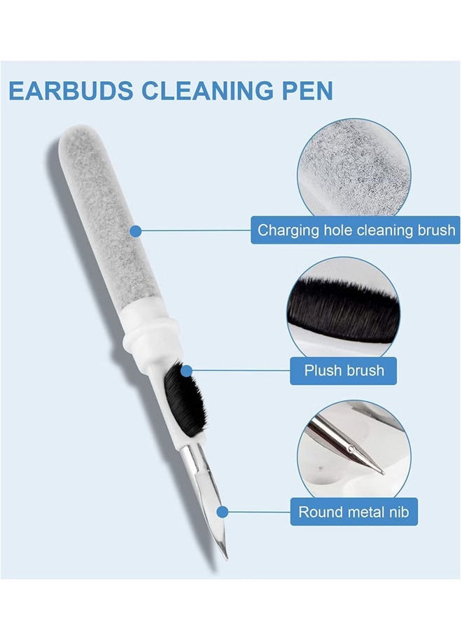 Bluetooth Earbuds Cleaning Pen,3 in 1 Earphones Cleaner 360°Earbuds Cleaning Pen Kit, Multifunctional Portable Cleaning Dust Removal Brush Pen for Phone PC Laptop Air-pods Camera Lens