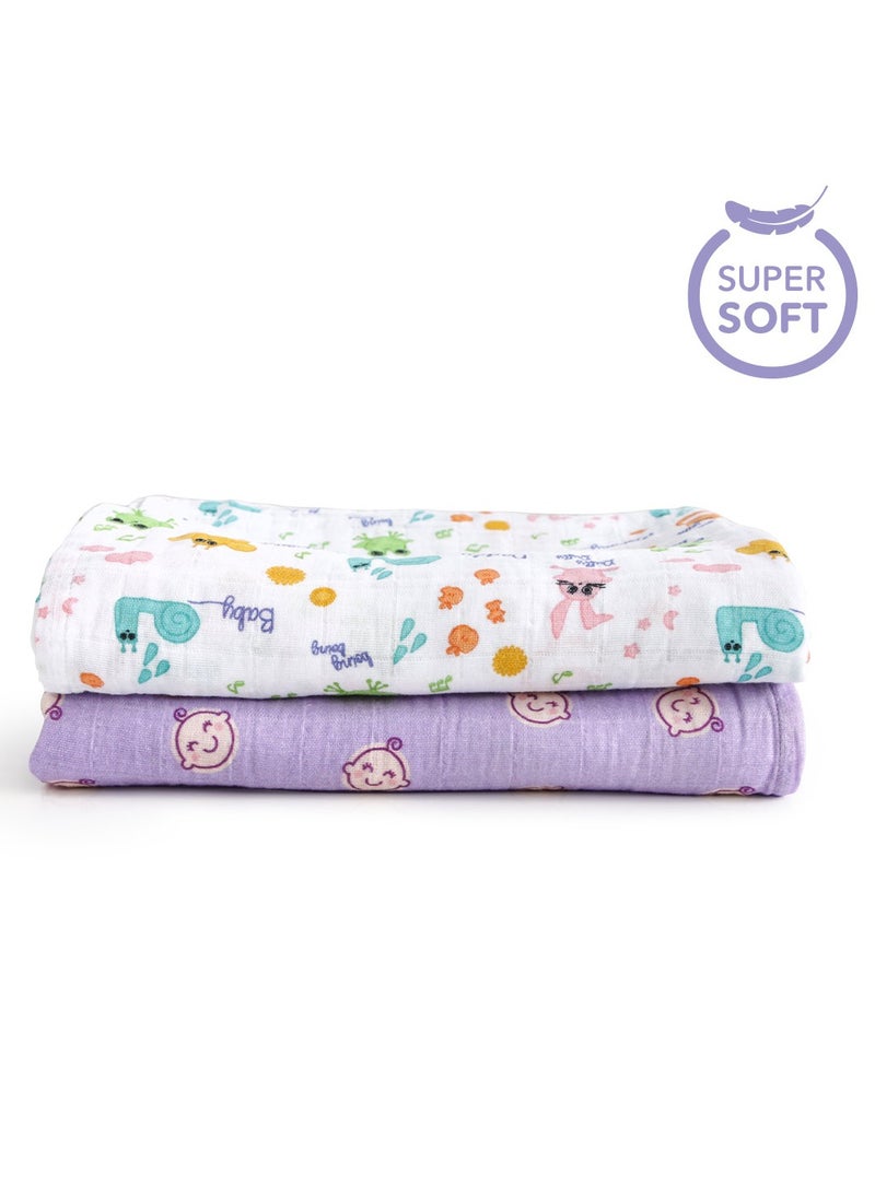 Milk&Moo Friends Baby Swaddle Blankets, Oeko-Tex Certified 100% Cotton, Ultra-Soft, Breathable, Lightweight, Set of 2