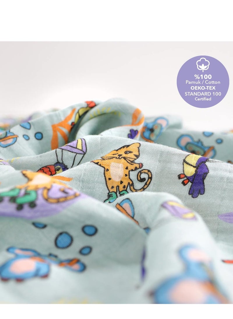 Milk&Moo Jungle Friends Baby Swaddle Blankets, Oeko-Tex Certified 100% Cotton, Ultra-Soft, Breathable, Lightweight, Set of 2