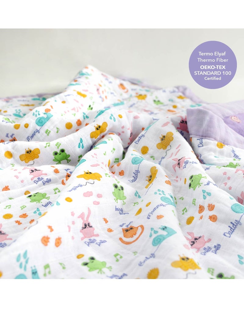 Milk&Moo Friends Baby Muslin Swaddle Blanket, Oeko-Tex Certified 100% Cotton, 4-Layer, Soft and Lightweight, Gender-Neutral for Toddlers