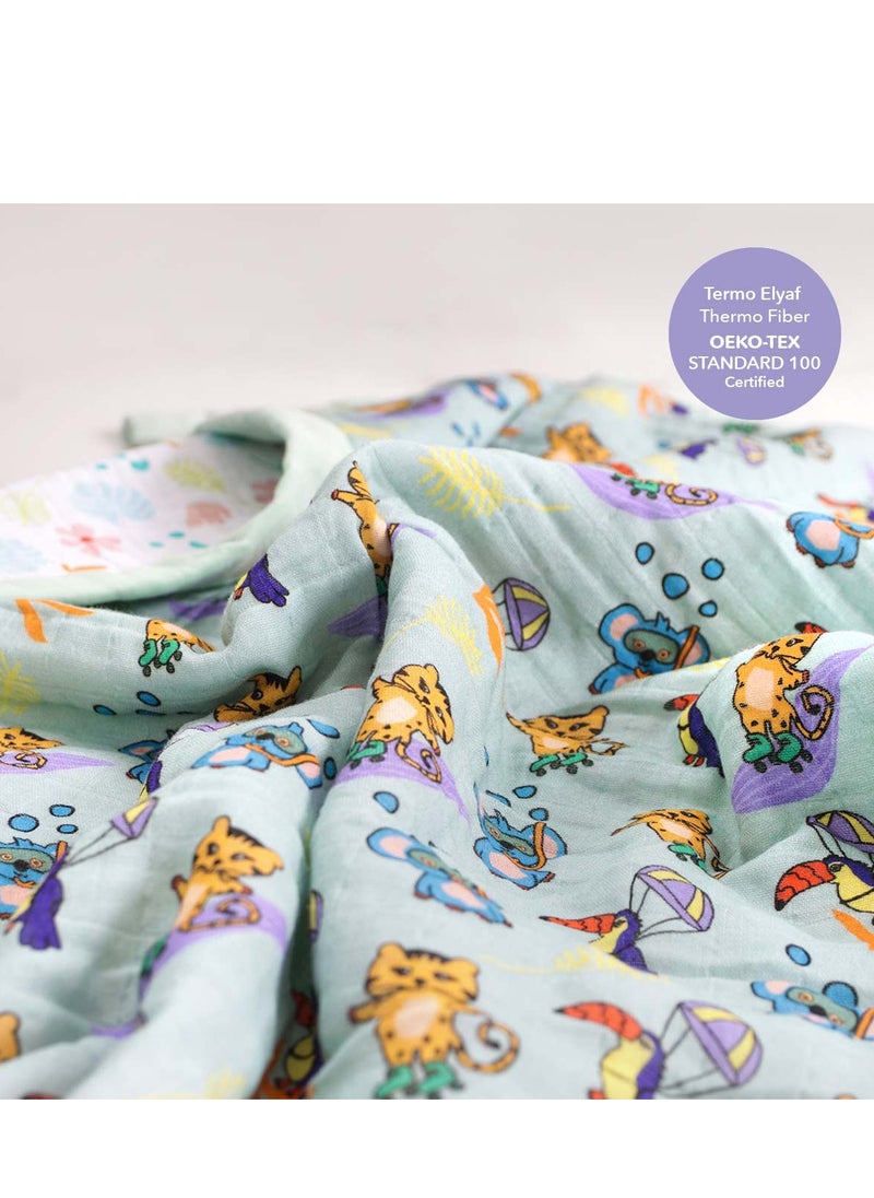 Milk&Moo Jungle Friends Baby Swaddle Blanket, Oeko-Tex Certified 100% Cotton, 4-Layer Muslin, Ultra-Soft and Lightweight for Toddlers