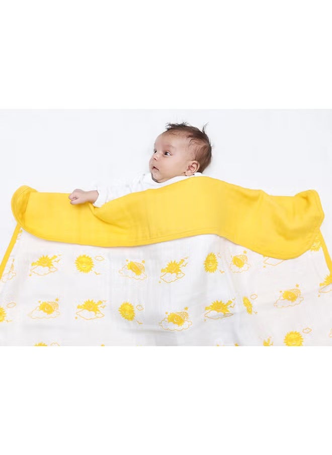 Newborn Swaddle Blanket Wrap | Baby Swaddle Wrap Sleep Sacks for Baby Girls Boys | Baby Swaddle 0-6 Months essentials | Organic Cotton Muslin 3 Layered Quilt Blanket With Sky Theme Of Sun