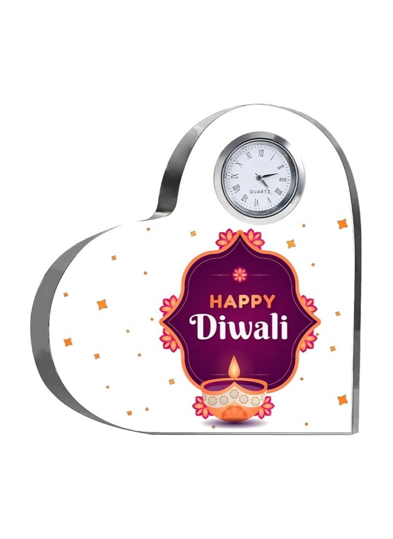 Diwali Special Heart-Shaped Crystal Clock Gift-Thoughtful Presents For Diwali Gifts For Your Friends And Family