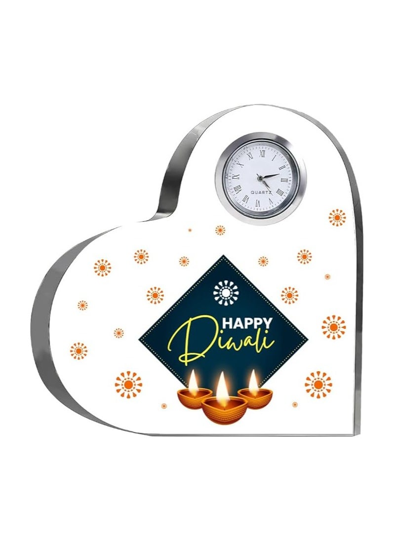 Diwali Special Heart-Shaped Crystal Clock Gift-Thoughtful Presents For Diwali Gifts For Your Friends And Family