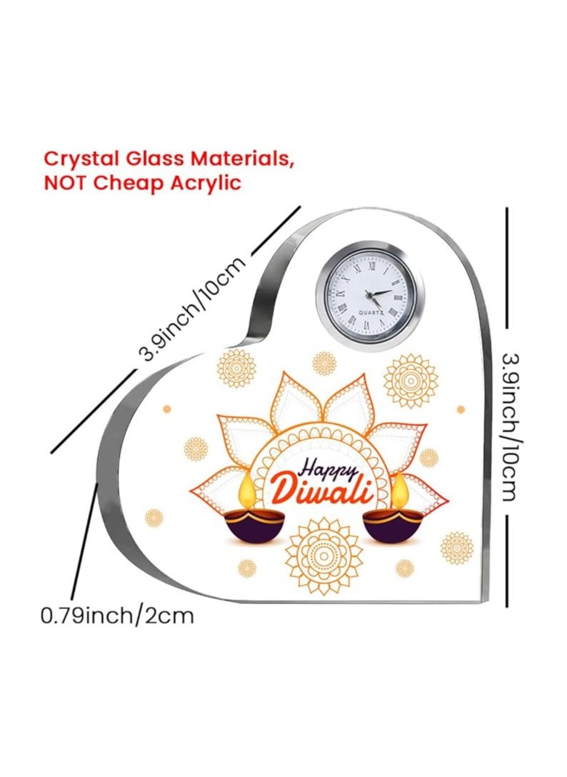 Diwali Special Heart-Shaped Crystal Clock Gift-Thoughtful Presents For Diwali Gifts For Your Friends And Family