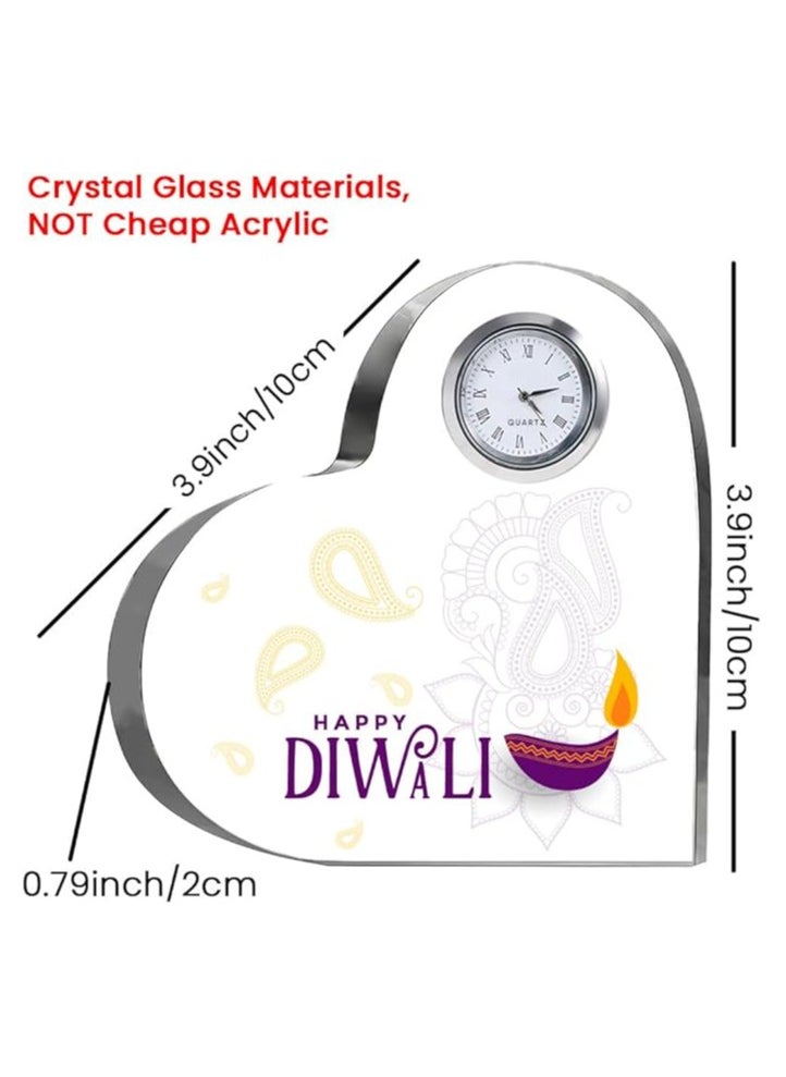 Diwali Special Heart-Shaped Crystal Clock Gift-Thoughtful Presents For Diwali Gifts For Your Friends And Family