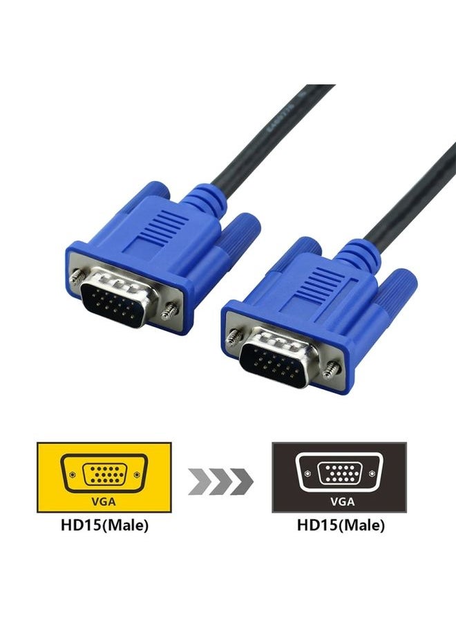 5m High Quality VGA 15Pin Male to VGA 15Pin Male Cable for LCD Monitor / Projector(Black)