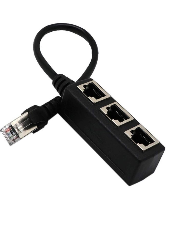 Rj45 Ethernet Splitter Cable 1 Male to 3 Female Port Lan Adapter Network Plug Connector for Cat5, Cat5e, Cat6, Cat7