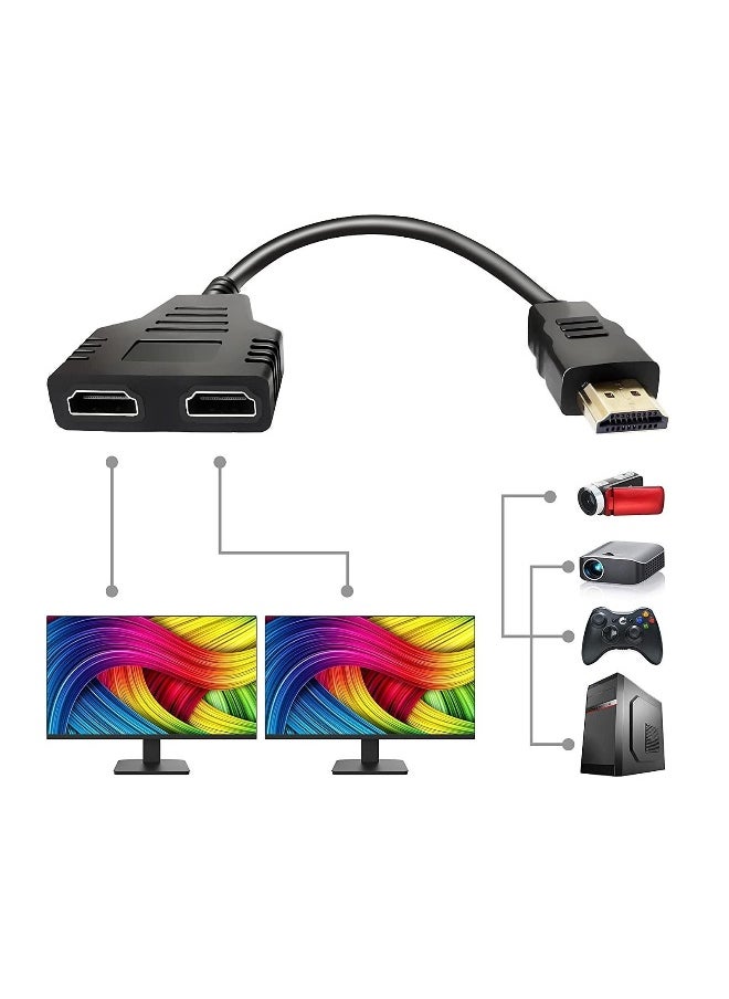 HDMI Splitter Cable Male 1080P to Dual Female 1 2 Way Adapter for HDTV HD, LED, LCD, TV, Support Two TVs at The Same Time