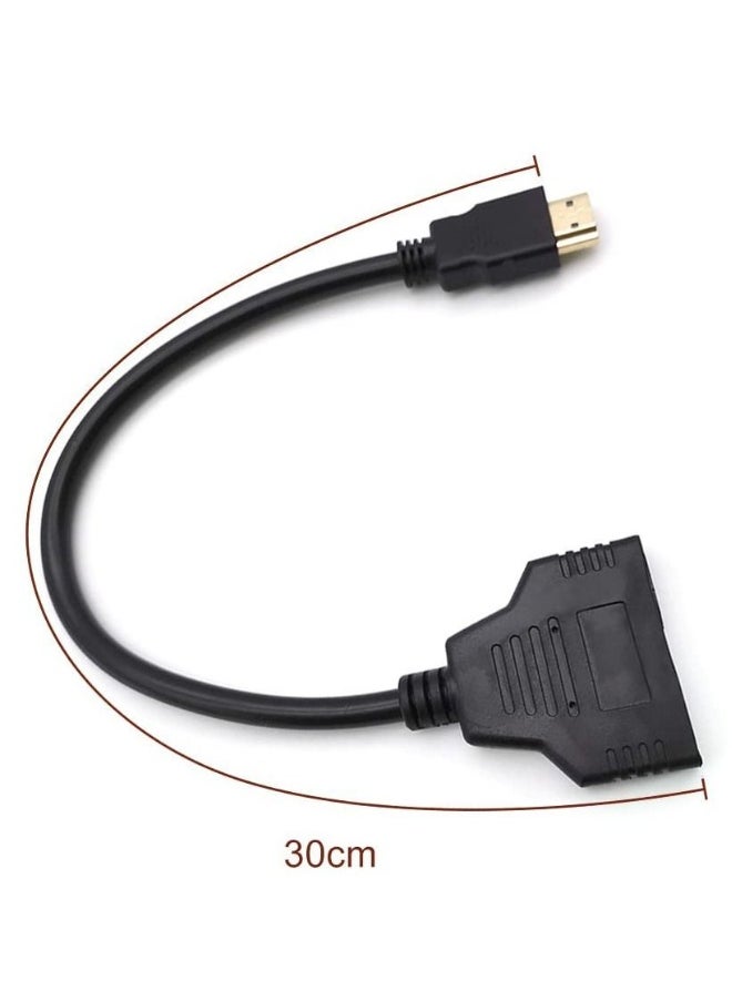 HDMI Splitter Cable Male 1080P to Dual Female 1 2 Way Adapter for HDTV HD, LED, LCD, TV, Support Two TVs at The Same Time