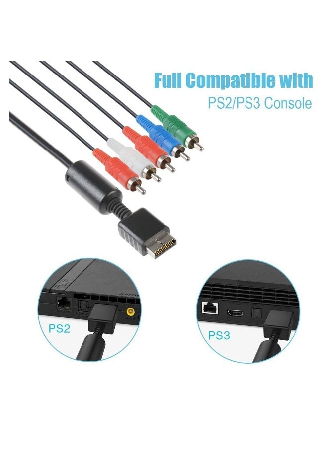 Component AV Cable for PS2/PS3/PS3 Slim HDTV-Ready TV HD 5-Wire 6FT Black