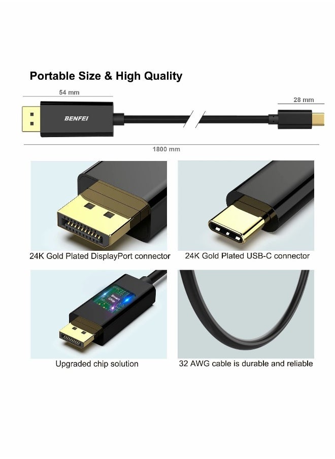 USB C to DP Cable, 4K@60Hz Type Cord 6ft