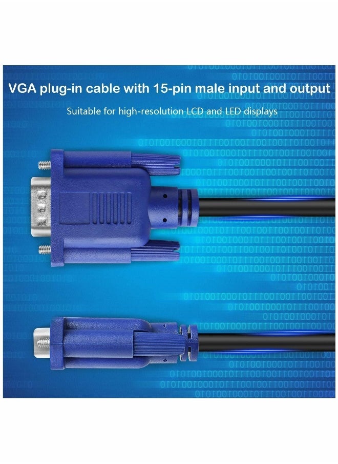 VGA to Monitor Cable HD15 Male for TV, Computer, Laptop, and Projector, 4.9ft