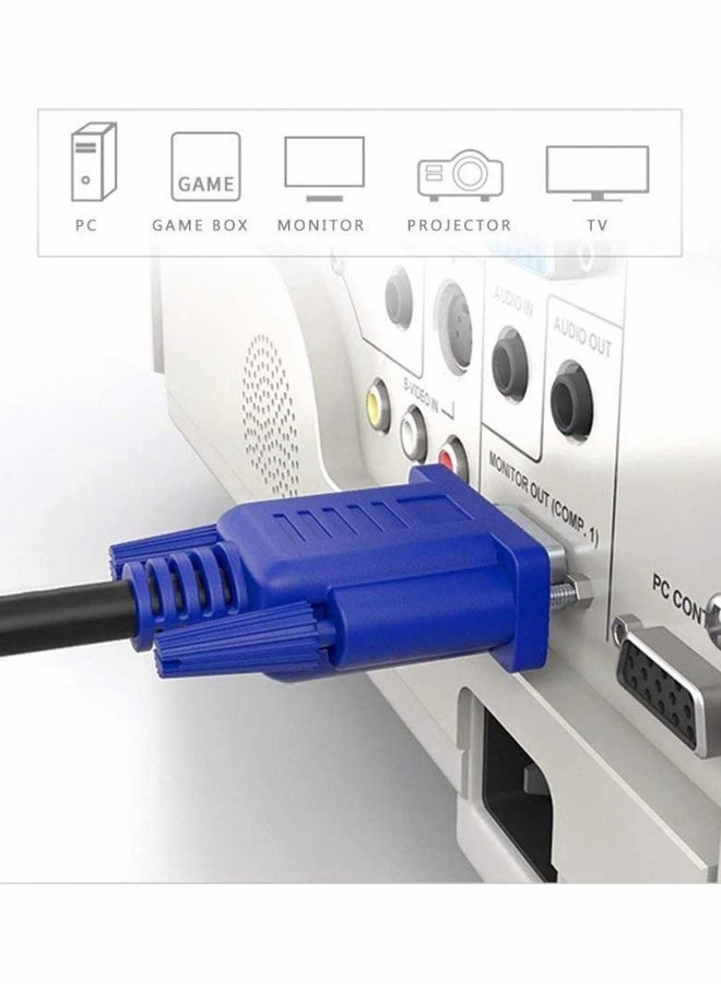 VGA to Monitor Cable HD15 Male for TV, Computer, Laptop, and Projector, 4.9ft