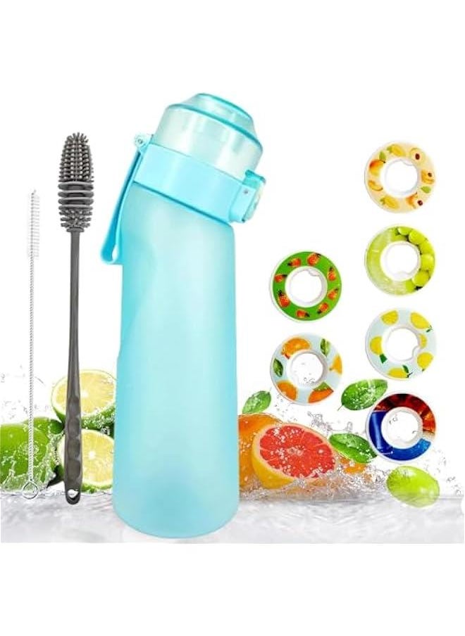 Air up Water Bottle with 7 Flavor Pods 650ml Sports Water Bottle with Straw Fruit Scent Fragrance Lockable Leakproof BPA Free Drinking Bottles for Fitness and Outdoor (Frosted Blue)